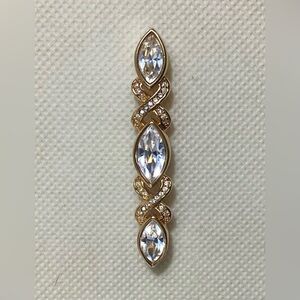 Vintage SWAROVSKI SAL Signed Marquis Crystal Bar Pin Brooch 2.5” Pavé Xs 70s 80s